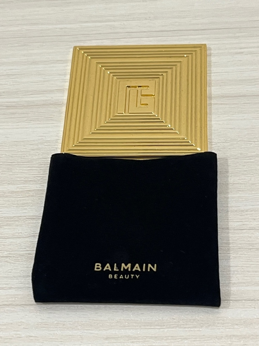 Balmain Prestige Gold Vanity Compact Mirror New w logo dust bag GWP